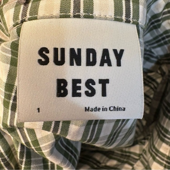 100% Cotton Aritzia Sunday Best Plaid Cropped Button-Up Shirt - Picture 3 of 4